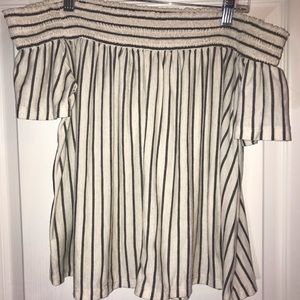 American Eagle off the shoulder striped shirt